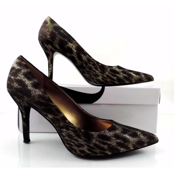 Nine west Flax Pointed-Toe Pump Heels Bronze / Gold Fabric Size 9.5 - Picture 9 of 10